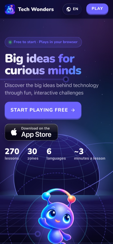 Tech Wonders home screen on a phone